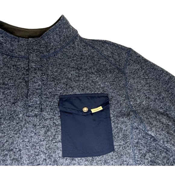 Woolrich Men's XL Long Sleeve Blue Pullover Quarter Snap Button Sweater - Picture 5 of 8